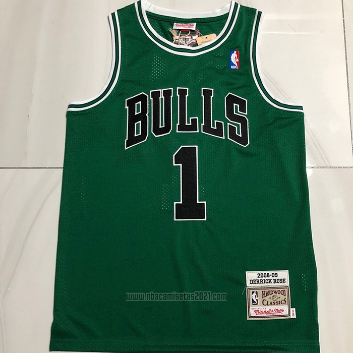 Camiseta Chicago Bulls Derrick Rose #1 Mitchel & Ness 2008-09 Verde